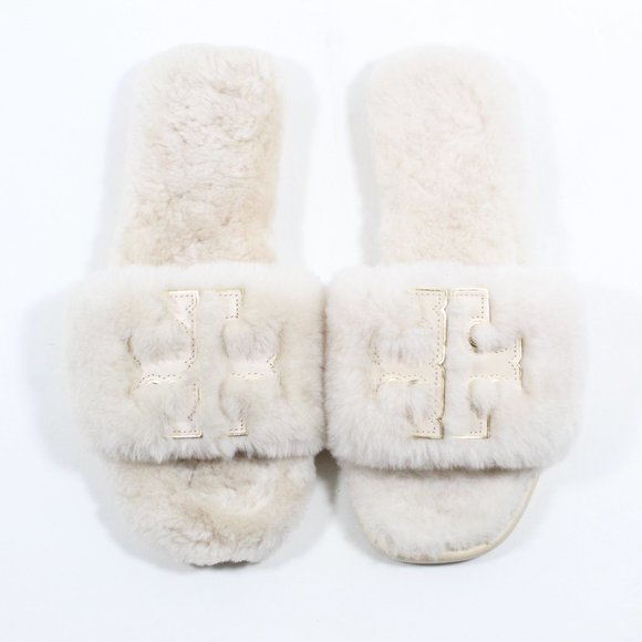 Tory Burch Women's Doublet Shearling Slides - Natural 8M - Picture 3 of 5